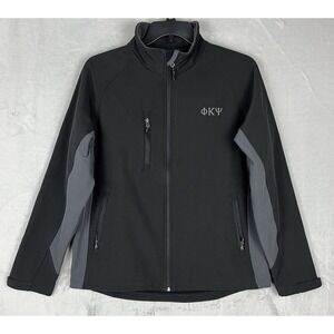 FOSSA Apparel Men's Jacket L Black Tiburon Soft Shell Full Zip Lined Zip Pocket